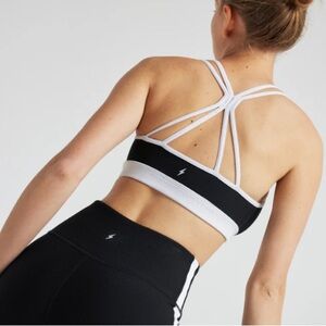 Electric Rib Color Block Bra, Small (Black/White)